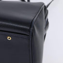 CELINE Hand Bag Leather 2way Navy Gold Auth 148353-16