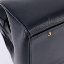 CELINE Hand Bag Leather 2way Navy Gold Auth 148353-17