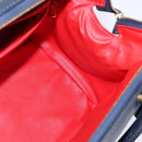 CELINE Hand Bag Leather 2way Navy Gold Auth 148353-20