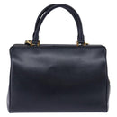 CELINE Hand Bag Leather 2way Navy Gold Auth 148353-2