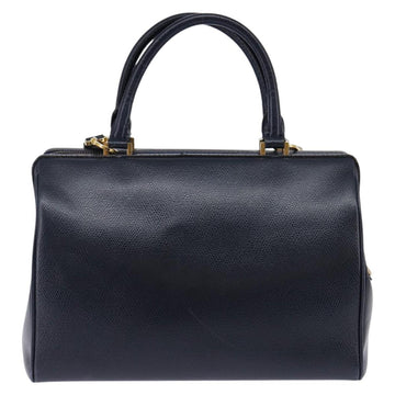 CELINE Hand Bag Leather 2way Navy Gold Auth 148353 - 0