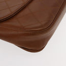 CHANEL Bicolore Chain Shoulder Bag Lamb Skin Brown Gold CC Auth 148355-15