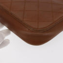 CHANEL Bicolore Chain Shoulder Bag Lamb Skin Brown Gold CC Auth 148355-18