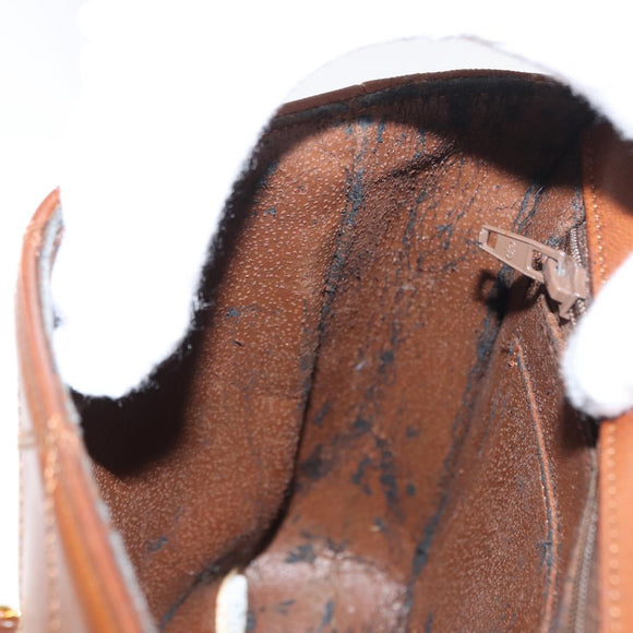 CHANEL Bicolore Chain Shoulder Bag Lamb Skin Brown Gold CC Auth 148355