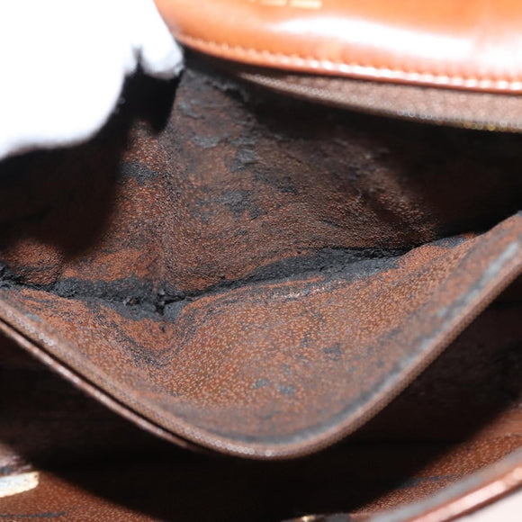 CHANEL Bicolore Chain Shoulder Bag Lamb Skin Brown Gold CC Auth 148355