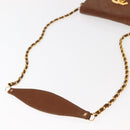 CHANEL Bicolore Chain Shoulder Bag Lamb Skin Brown Gold CC Auth 148355-7