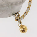 CHANEL Matelasse Chain Shoulder Bag Caviar Skin White Gold CC Auth 148356-9