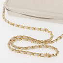 CHANEL Matelasse Chain Shoulder Bag Caviar Skin White Gold CC Auth 148356-7