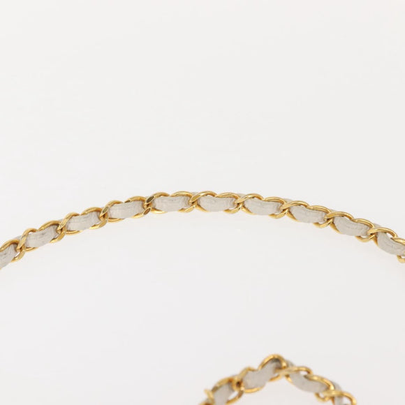 CHANEL Matelasse Chain Shoulder Bag Caviar Skin White Gold CC Auth 148356