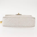 CHANEL Matelasse Chain Shoulder Bag Caviar Skin White Gold CC Auth 148356-5