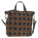 PRADA Hand Bag Nylon 2way Brown Silver Auth 148372-1