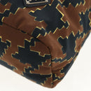 PRADA Hand Bag Nylon 2way Brown Silver Auth 148372-18