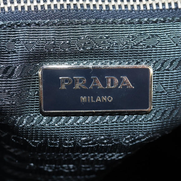 PRADA Hand Bag Nylon 2way Brown Silver Auth 148372