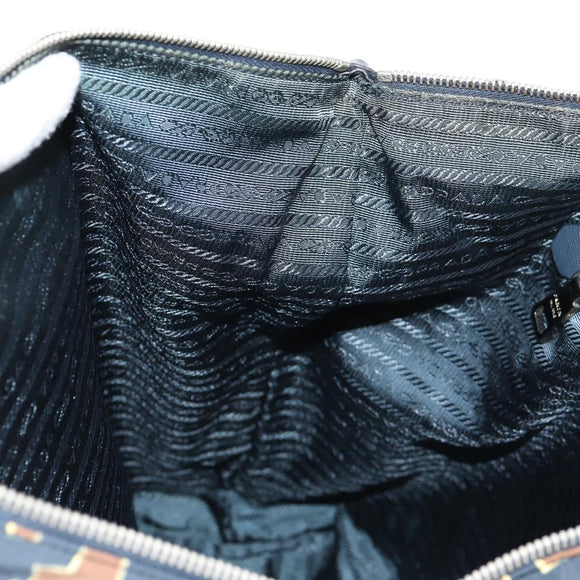 PRADA Hand Bag Nylon 2way Brown Silver Auth 148372