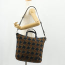 PRADA Hand Bag Nylon 2way Brown Silver Auth 148372-27