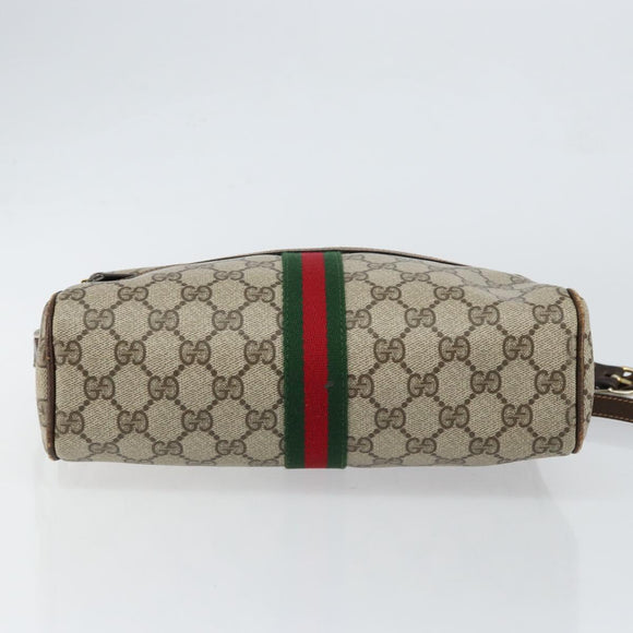 GUCCI GG Supreme Web Sherry Line Shoulder Bag PVC Beige Gold 010 378 Auth 148373