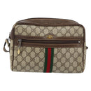 GUCCI GG Supreme Web Sherry Line Shoulder Bag PVC Beige Gold 010 378 Auth 148373-13