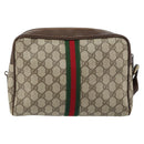 GUCCI GG Supreme Web Sherry Line Shoulder Bag PVC Beige Gold 010 378 Auth 148373-2