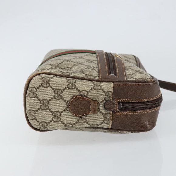 GUCCI GG Supreme Web Sherry Line Shoulder Bag PVC Beige Gold 010 378 Auth 148373