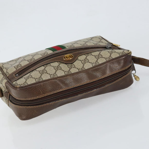 GUCCI GG Supreme Web Sherry Line Shoulder Bag PVC Beige Gold 010 378 Auth 148373