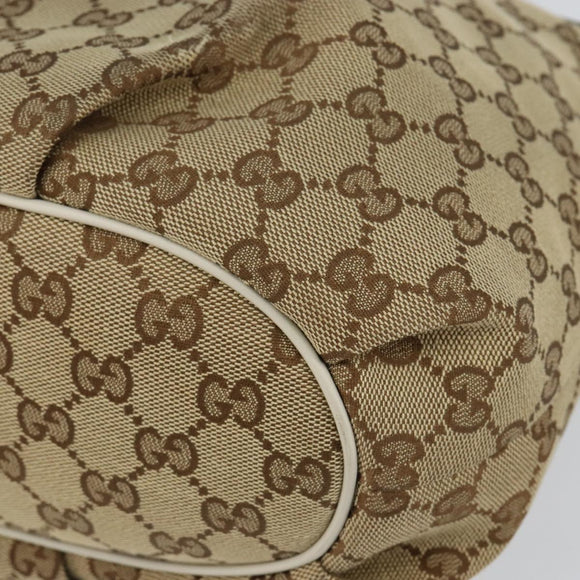 GUCCI GG Canvas Shoulder Bag Beige Gold Auth 148374