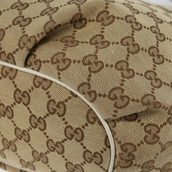 GUCCI GG Canvas Shoulder Bag Beige Gold Auth 148374