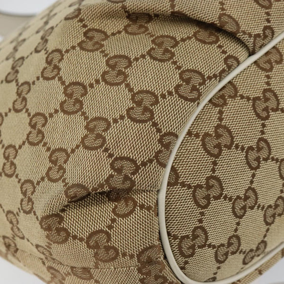 GUCCI GG Canvas Shoulder Bag Beige Gold Auth 148374