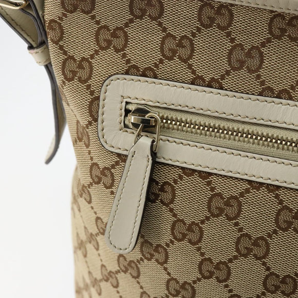 GUCCI GG Canvas Shoulder Bag Beige Gold Auth 148374