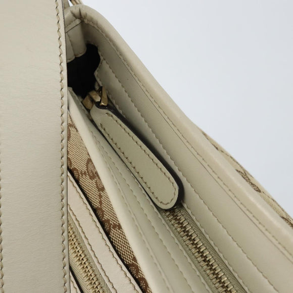 GUCCI GG Canvas Shoulder Bag Beige Gold Auth 148374