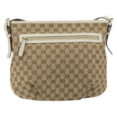GUCCI GG Canvas Shoulder Bag Beige Gold Auth 148374-2