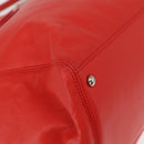CHANEL Tote Bag Leather Red Silver CC Auth 148379-9