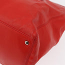 CHANEL Tote Bag Leather Red Silver CC Auth 148379-14