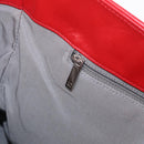 CHANEL Tote Bag Leather Red Silver CC Auth 148379-23