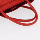 CHANEL Tote Bag Leather Red Silver CC Auth 148379-7