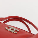 CHANEL Tote Bag Leather Red Silver CC Auth 148379-8