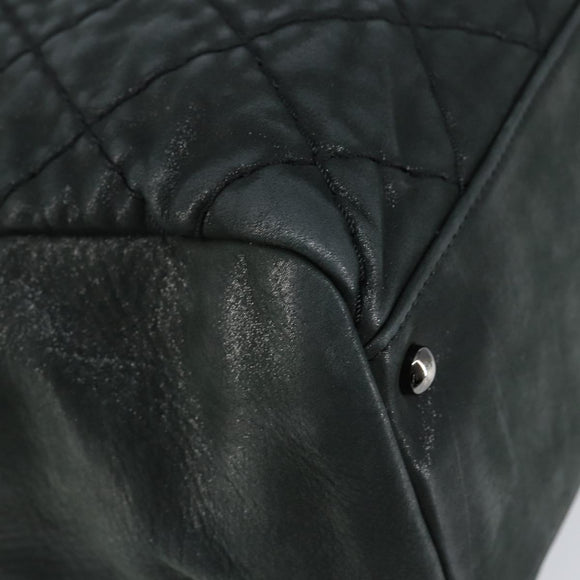 CHANEL Wild Stitch Chain Shoulder Bag Coated Canvas Green CC Auth 148380