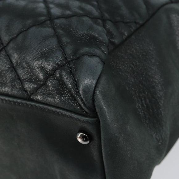 CHANEL Wild Stitch Chain Shoulder Bag Coated Canvas Green CC Auth 148380