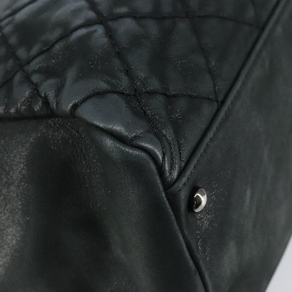 CHANEL Wild Stitch Chain Shoulder Bag Coated Canvas Green CC Auth 148380