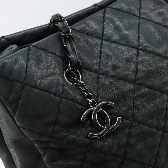 CHANEL Wild Stitch Chain Shoulder Bag Coated Canvas Green CC Auth 148380