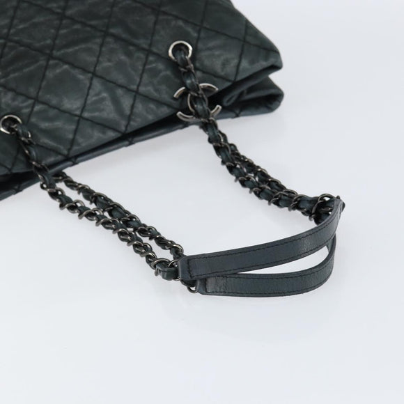 CHANEL Wild Stitch Chain Shoulder Bag Coated Canvas Green CC Auth 148380