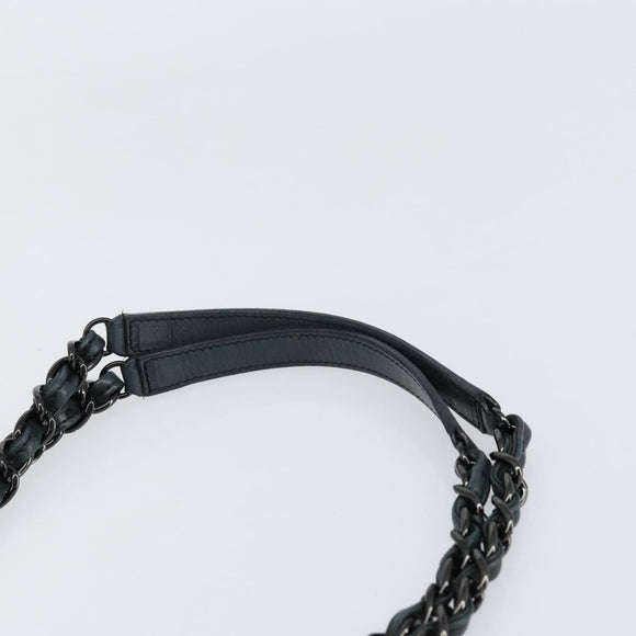 CHANEL Wild Stitch Chain Shoulder Bag Coated Canvas Green CC Auth 148380