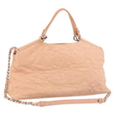 CHANEL Wild Stitch Chain Shoulder Bag Coated Canvas Beige CC Auth 148381-1