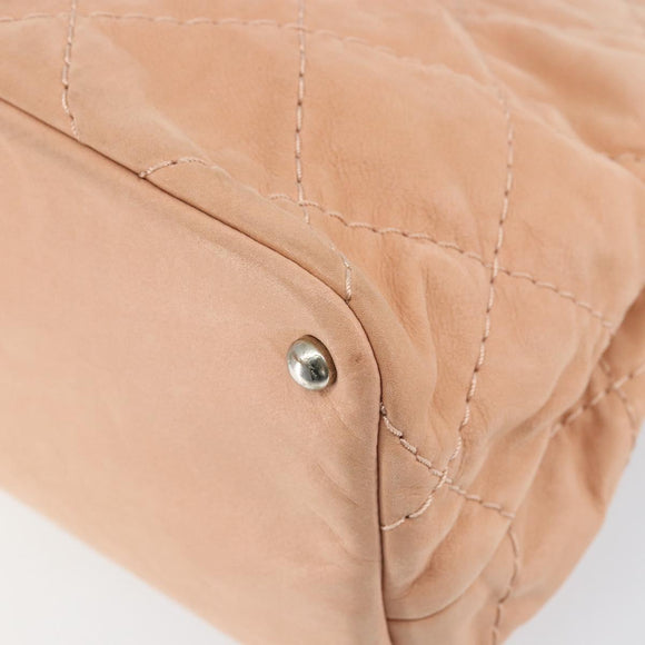 CHANEL Wild Stitch Chain Shoulder Bag Coated Canvas Beige CC Auth 148381