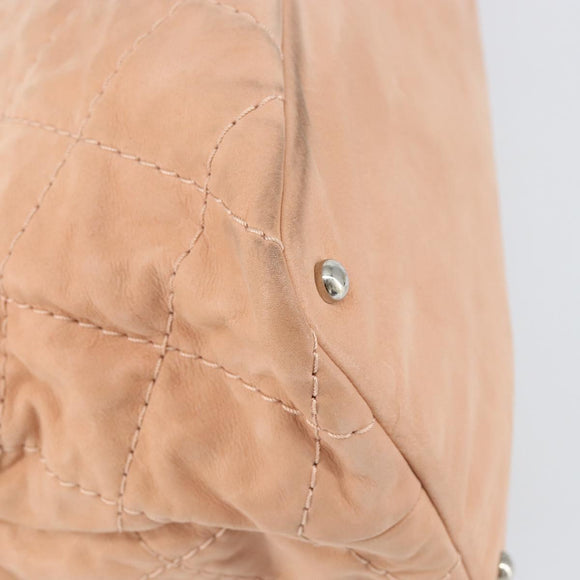 CHANEL Wild Stitch Chain Shoulder Bag Coated Canvas Beige CC Auth 148381