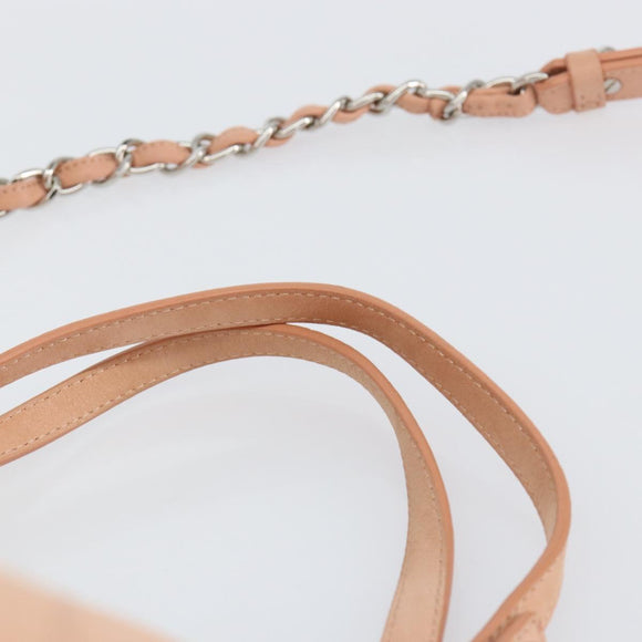 CHANEL Wild Stitch Chain Shoulder Bag Coated Canvas Beige CC Auth 148381