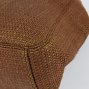 CHANEL Hand Bag Raffia Brown Gold CC Auth 148382-10