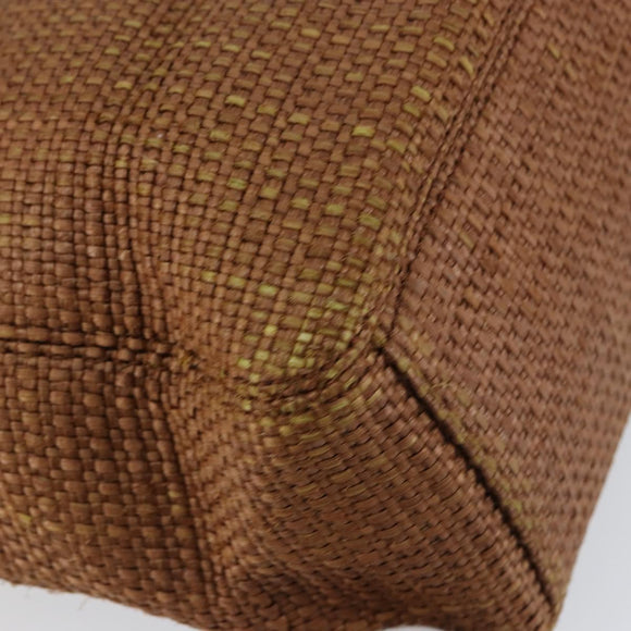 CHANEL Hand Bag Raffia Brown Gold CC Auth 148382