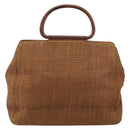 CHANEL Hand Bag Raffia Brown Gold CC Auth 148382-3