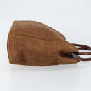 CHANEL Hand Bag Raffia Brown Gold CC Auth 148382-4