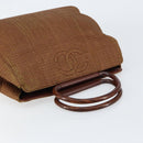 CHANEL Hand Bag Raffia Brown Gold CC Auth 148382-6